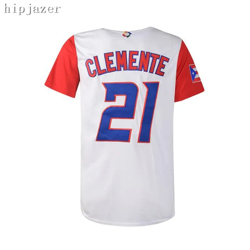 Movie jerseys Men PUERTO RICO Baseball Jersey 21#Clemente Whtie For Drop Shipping street hiphop baseball tops
