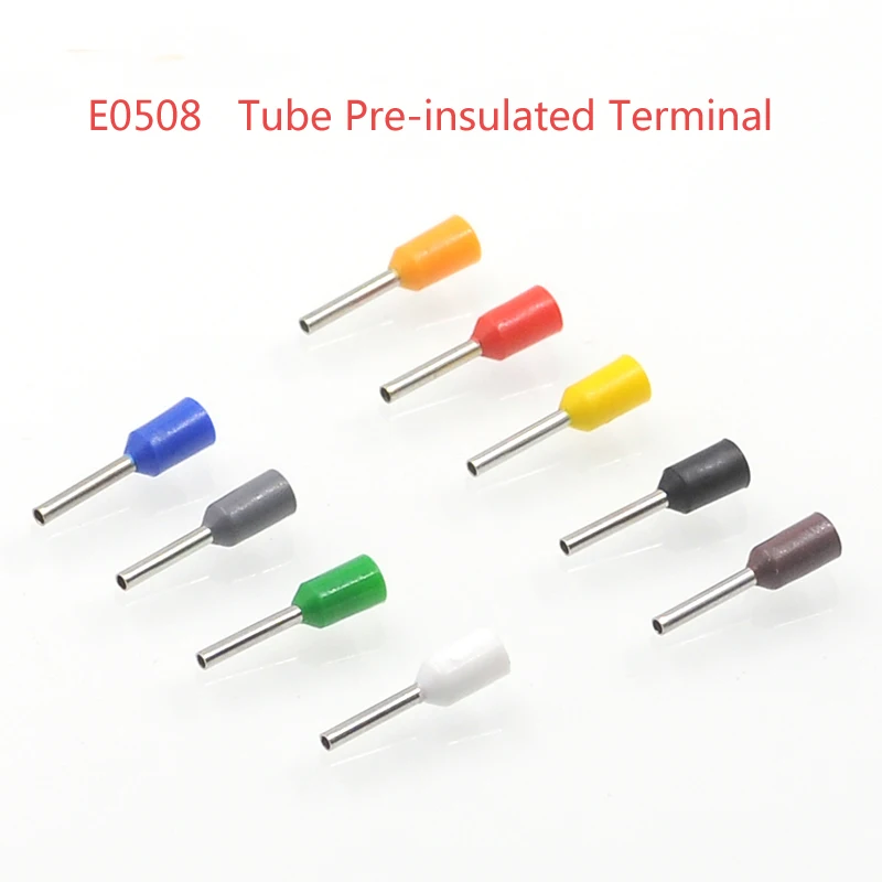 1000Pcs Copper Tube Insutated Cord End Terminals Electric Crimp Terminal Wire Connector E0306 0308 0310 Cable Ferrules VE 24AWG