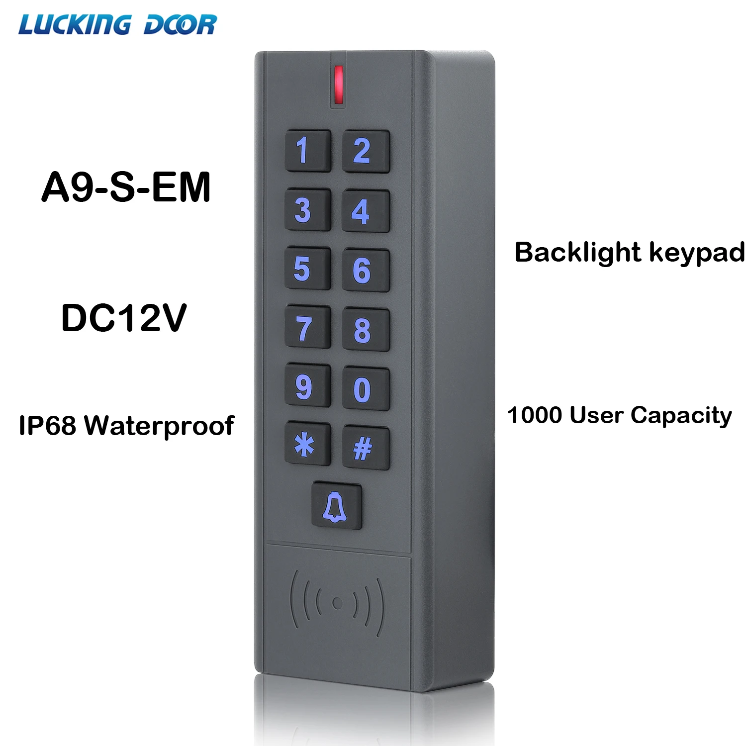 

IP67 Waterproof DC12V 125Khz RFID Access Control System Device 1000 User Proximity Entry Door Controler A9-SM