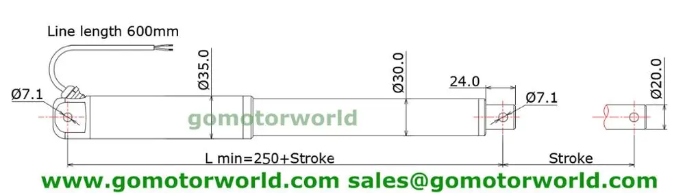 Waterproof 12V 24V 700mm adjustable stroke 1800N 180KG 396LBS load 120mm/s speed DC  linear actuator LA35T