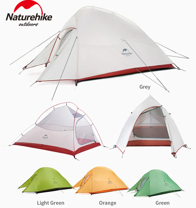 Naturehike Upgrade CloudUp Tent 20D Silicone Double Layer 2 Man Ultralight Portable Aluminum Pole Outdoor Camping Tent With Mat