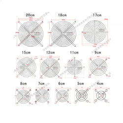 New small fan protection net 120mm 40 50 60 70 80 90 110 150 180 200mm cooling fan protection net metal iron mesh cover