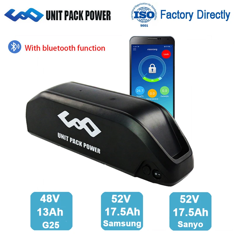 Bluetooth Ebike Battery 52V 48V 17.5Ah Electric Bike Polly Battery G35  San-yo Cell for  Motor 1500W 1000W 750W 500W 350W