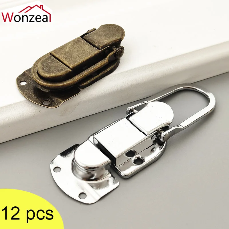 

12set Vintage Metal Lock Hasp Latch Clasp Toggle Buckle Button Knot Jewelry Box Gift Case Furniture Hardware Suitcase Luggage