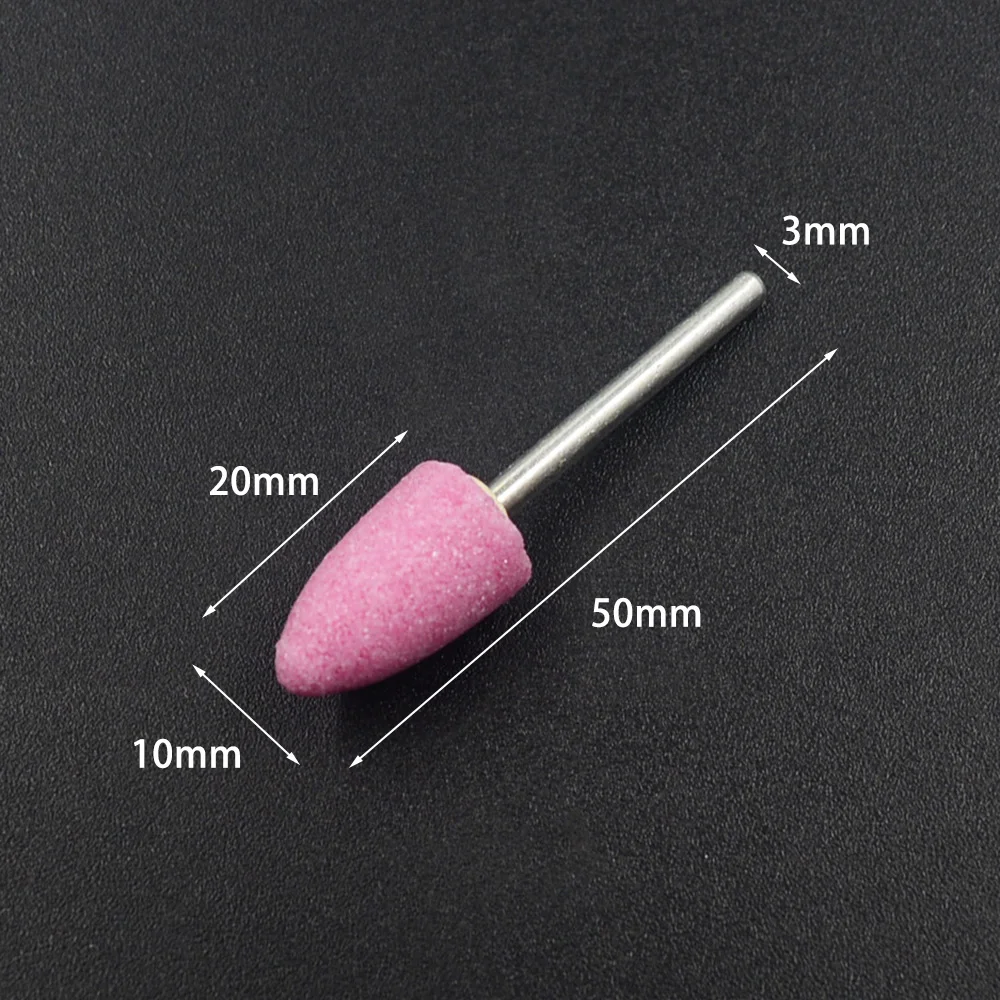 Cabezal de rueda de piedra abrasiva, accesorios Dremel para herramientas rotativas Dremel, forma de bala, color rosa, 3x10mm, 10 unids/lote