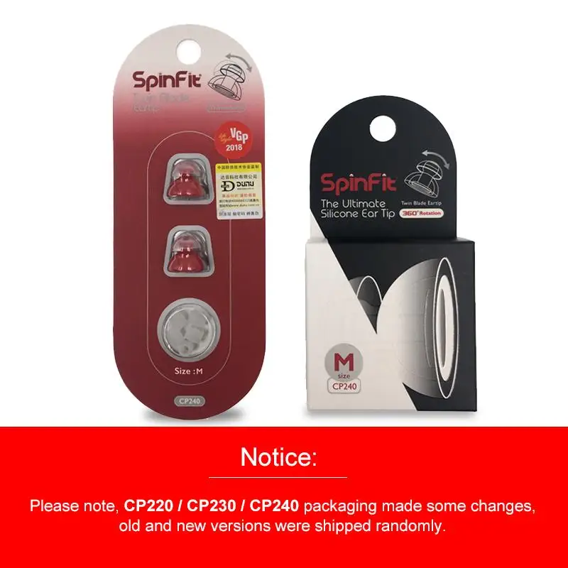 SpinFit CP100 CP800 CP220 CP230 CP240 In-Ear หูฟัง Eartip ที่จดสิทธิบัตรซิลิโคน2คู่ (4ชิ้น)