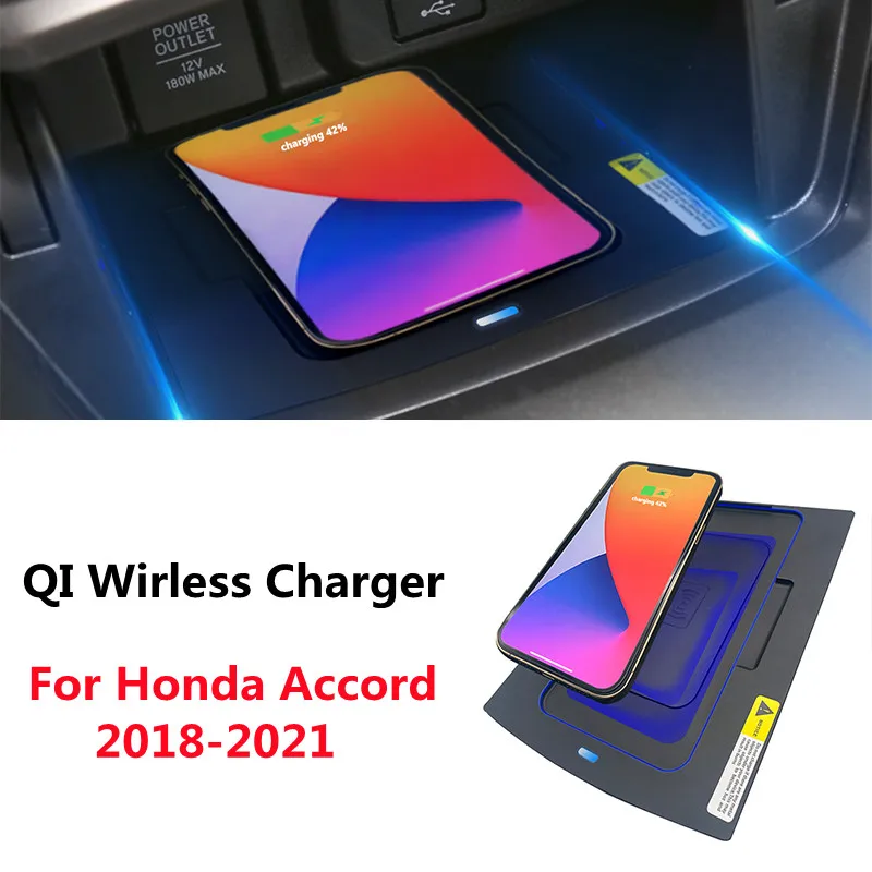 

For Honda ACCORD 2018-2021 QI Car Wireless Charger Fast Charging Center Console Custom Phone Charger Vehicle Supplies