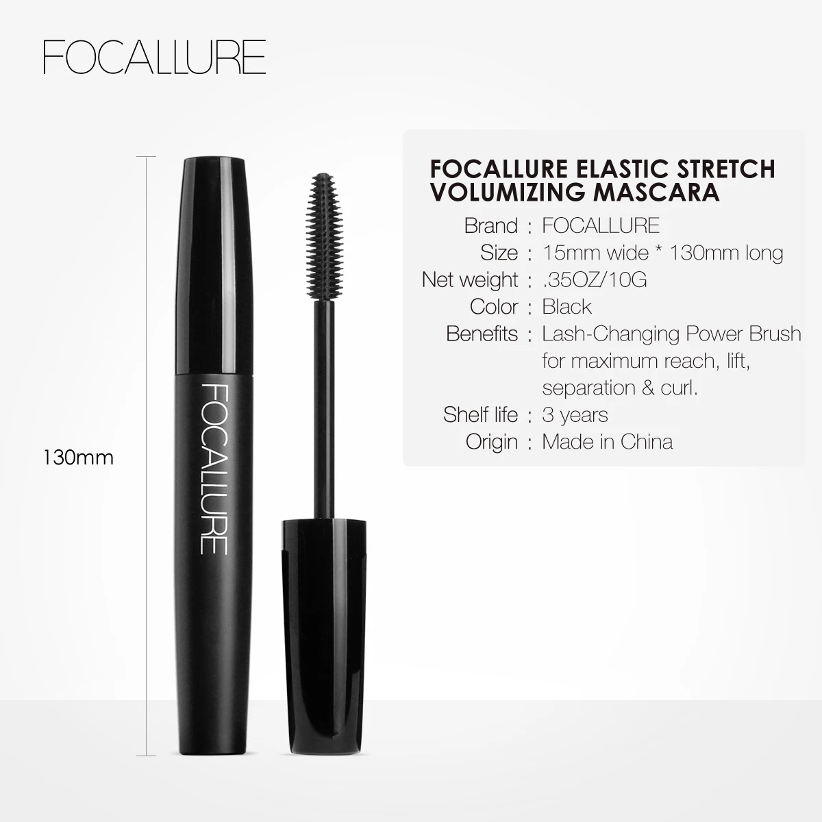 FOCALLURE Curled Lashes Lengthening Black Mascara Waterproof Long-wearing Eyelash Extension Eye Beauty Makeup Women Cosmetics