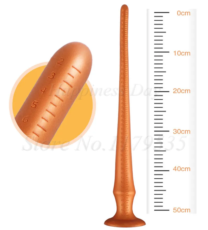 4 size super long soft silicone anal plug In-depth g spot stimulation gold butt plug anal stick long dildo sex toy for women men