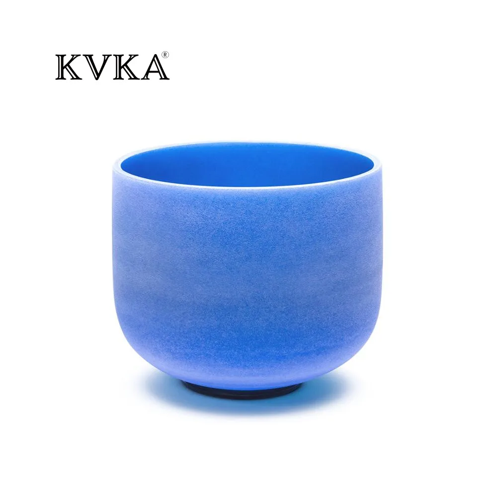 

KVKA 8 inch G Throat Chakra Frosted Quartz Crystal Singing Bowl 8" Meditation With Rubber Mallet for Yoga Deep Sleep Sound Heal