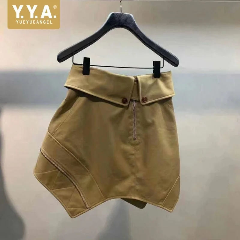 

Summer Spring New High Waist Irregular Slim Skirts Women Wrap A-Line Short Skirt Street Casual Cargo Khaki Mini Skirts S-L