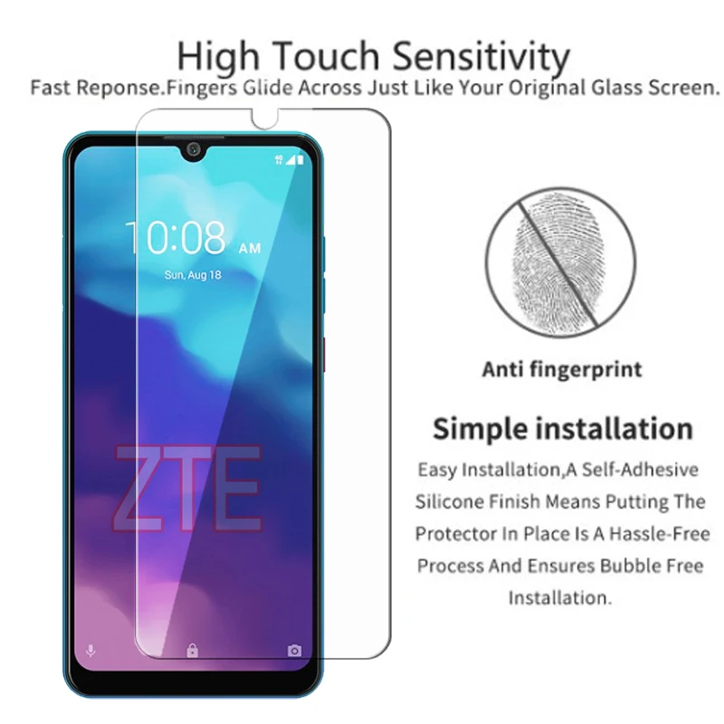 Glass For ZTE Blade A72 A52 V40 Vita V10 A5 A7s A7 2019 2020 Prime Case Screen Protective Film Cover For ZTE A7 A5 A3 2020 Glass