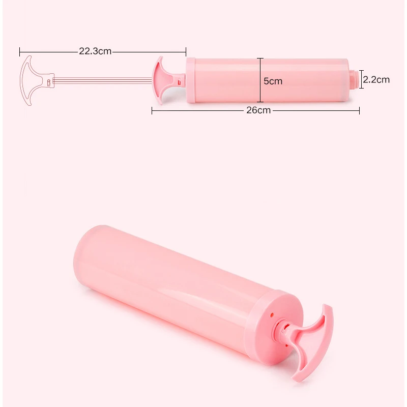 Portable Vacuum Compression Bag Suction Pump Multifunctional Manual Exhaust Bucket Household Commodities PVC Material Pink Whit