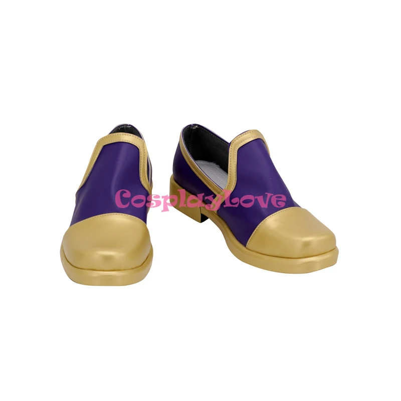 Twisted Wonderland Azul Ashengrotto Gold Purple Cosplay Shoes Long Boots Custom Made