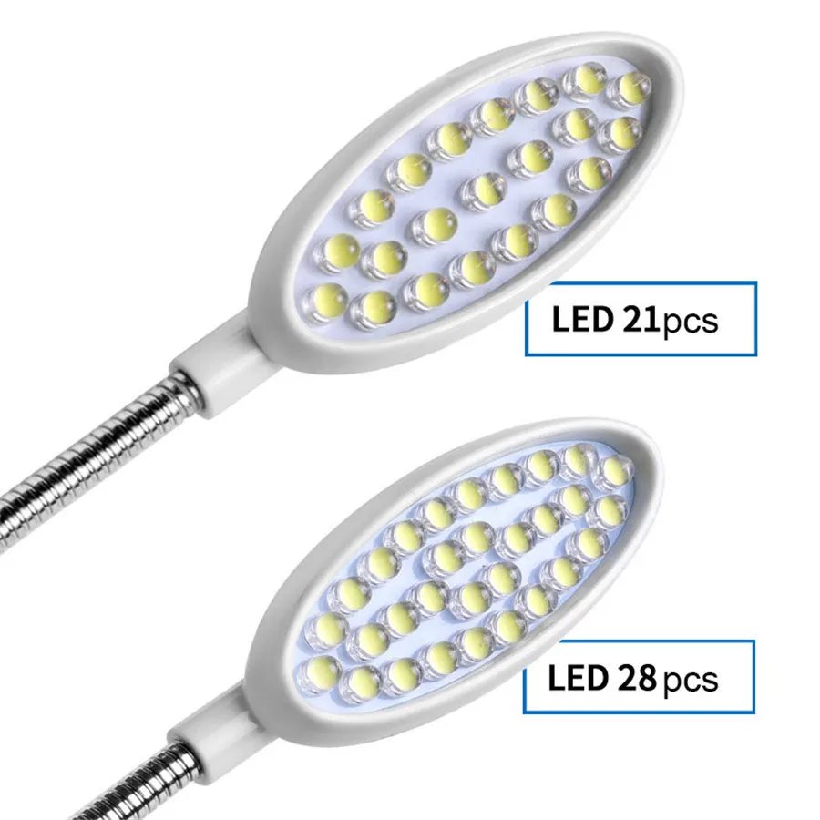 Luz led regulable para máquina de coser, Base de montaje magnético, interruptor de encendido/apagado, AC100-240V, para trabajo interior, UE/EE. UU., 21/28 led