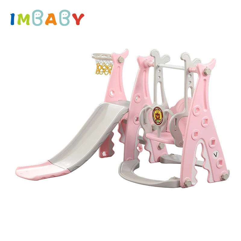 IMBABY Children Slide Swing Chair Combination Baby Basketball Playground Kindergarten Child Baby Favorite Toys+Water Flood Board