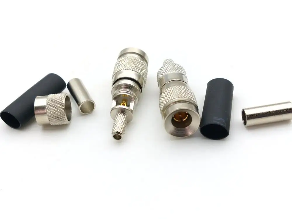 2pcs Mini Rf Connector copper DIN 1.0/2.3 CC4 Male Plug Crimp Connectors for Cable RG174 RG316 LMR100 RG179