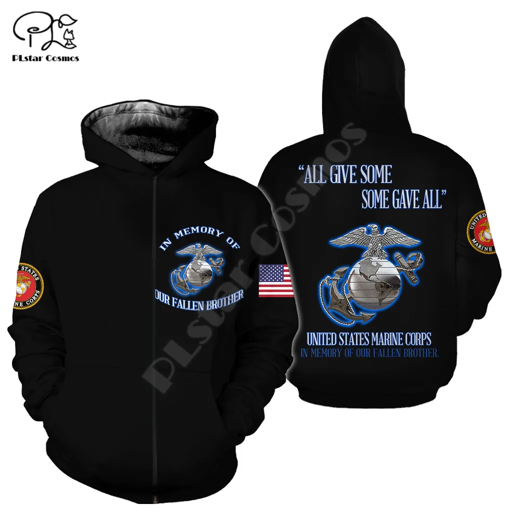 PLstar Cosmos USMC Marine Corps 3D Printed 2021 New Fashion Hoodies Sweatshirts Zip Hooded For Man/Woman Casual Streetwear U06
