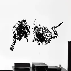 Divers Wall Decal Ocean Scuba Diving Suit Extreme Sport Vinyl Window Stickers Bathroom Diving Club Interior Decor Wallpaper E647