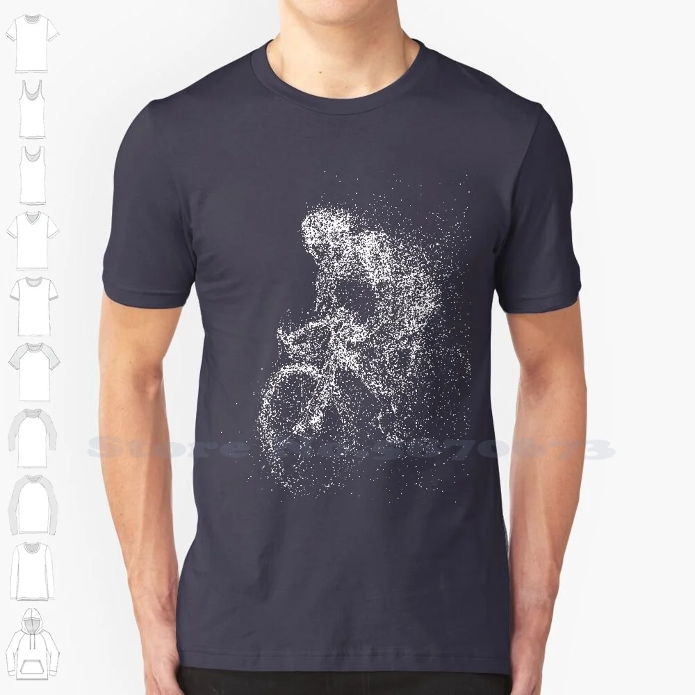 Cycle Bicycle Biking Boy Cycling Man Cyclist Particles Shattered Sketch Tee Mug Sticker Notebook For Gift 100% Cotton T-Shirt