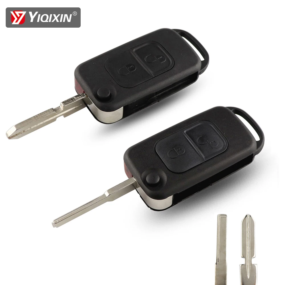 YIQIXIN 2 Button For Mercedes Benz SLK E113 A C E S W168 W202 W203 W210 B200 A160 W124 Remote Car Key Shell Fob Cover Case Flip