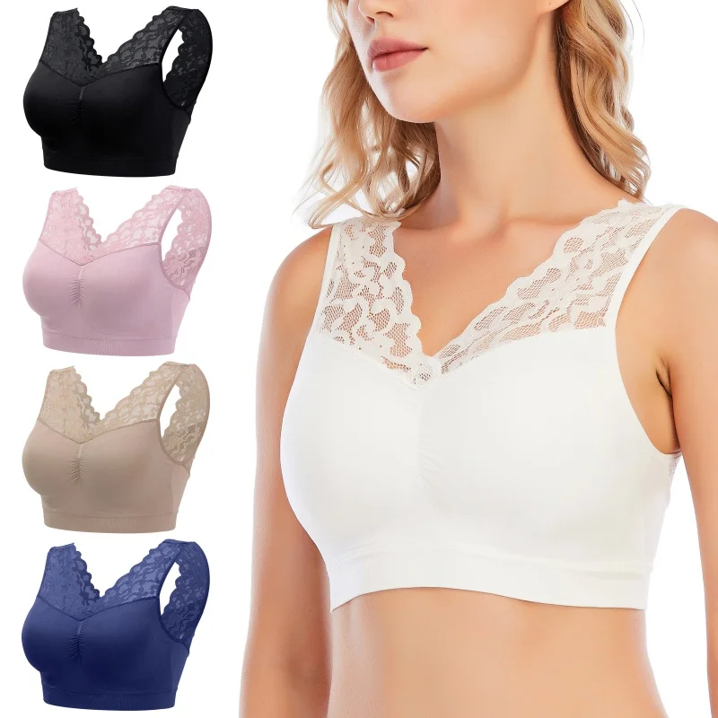 Lace Sexy Sports Bra Top Fitness Women Push Up Cross Straps Yoga Running Gym Femme Active Wear Padded Underwear Crop Tops