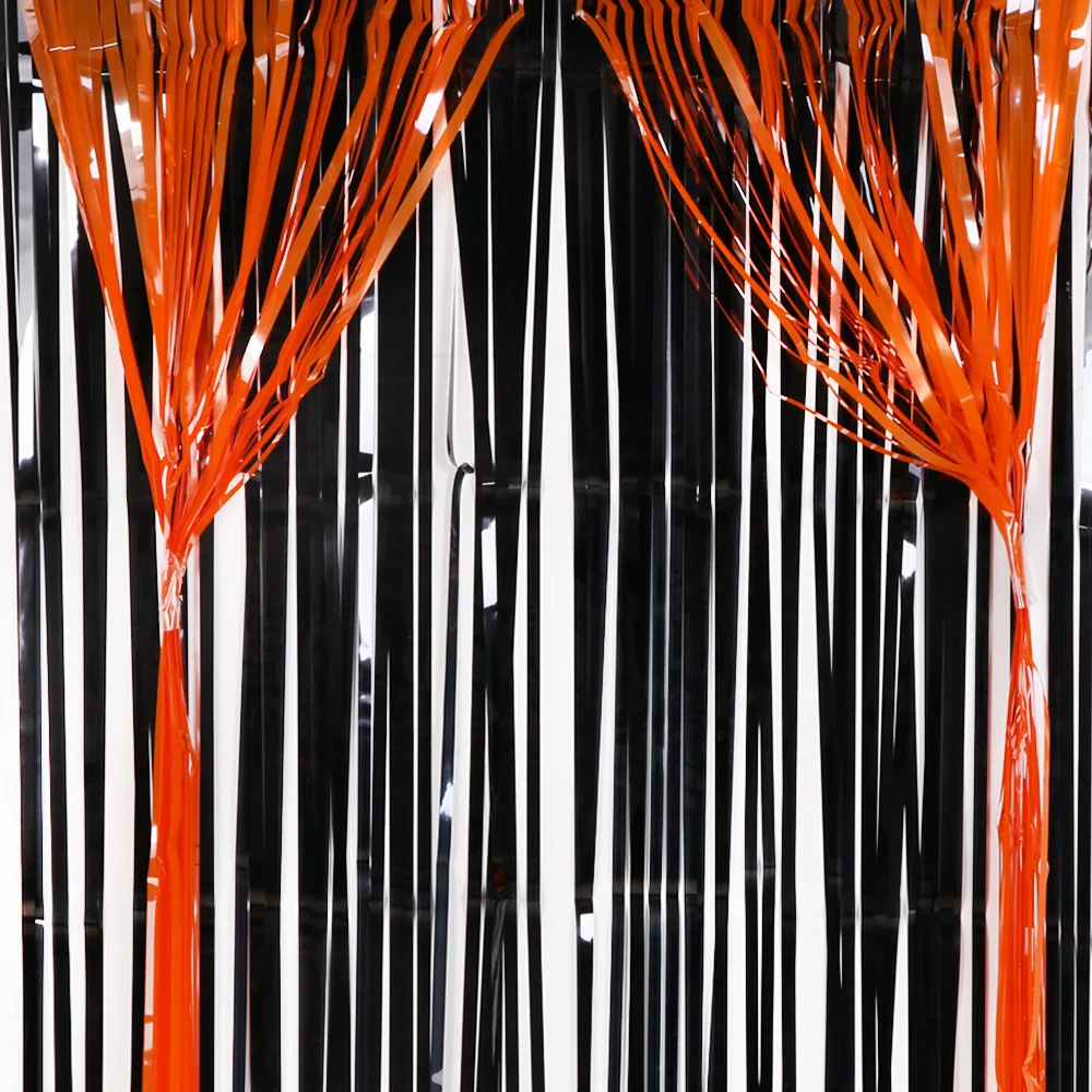 New Halloween Party Curtains Black Orange Party Backdrop Curtain for Halloween Party Decorations Party Photo Zone Curtain Favor