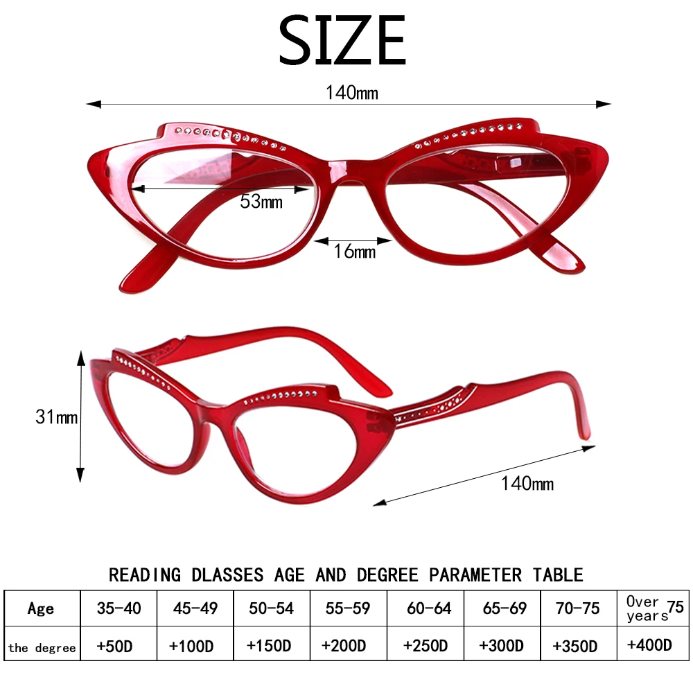 Henotin Reading Glasses Spring Hinge Design Fashion Women's with Cat Eye Frame Eyeglasses HD Reader