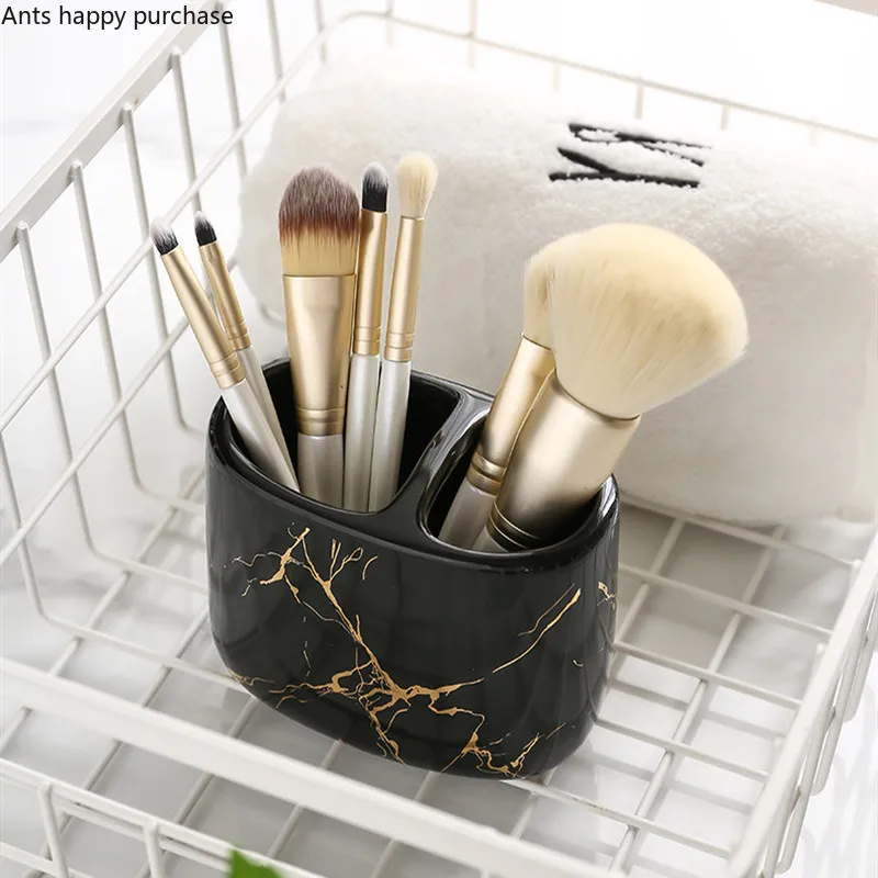 Toothpaste Toothbrush Holder Marbling Ceramics Bathroom Toothbrush Cup Multifunction Toothbrush Barrel Bathroom Supplies Rack