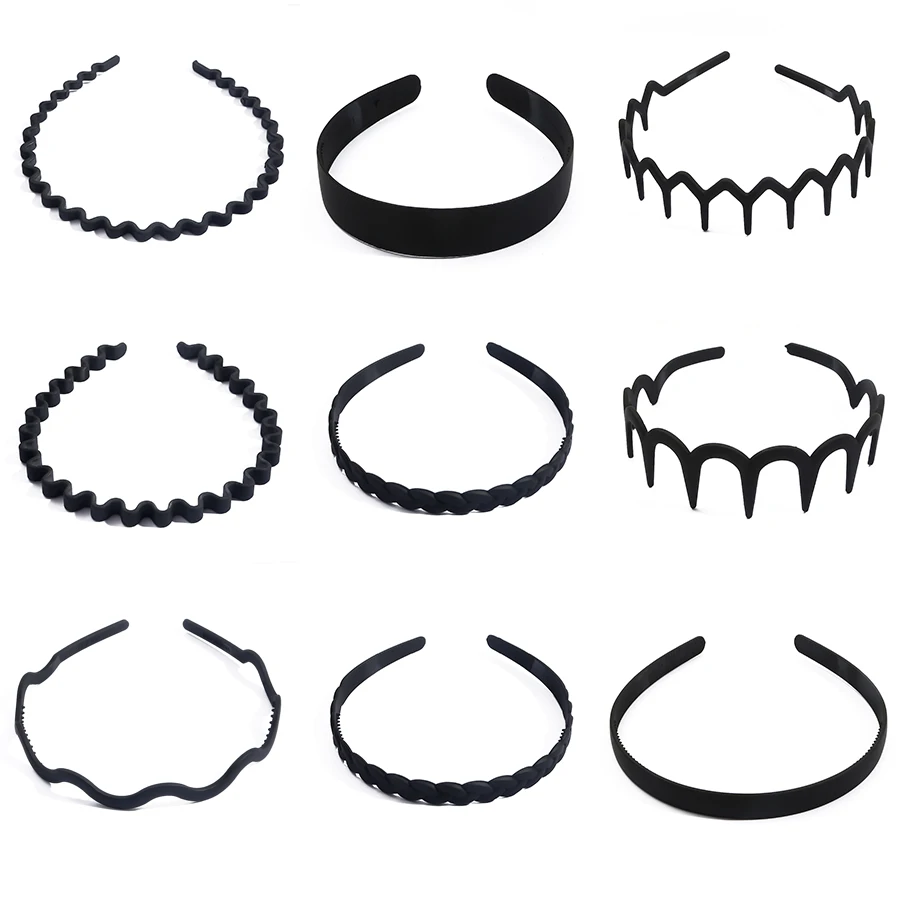 New Fashion Mens Women Unisex Black Wavy Hair Head Hoop Band Sport Headband Hairband hair accessories