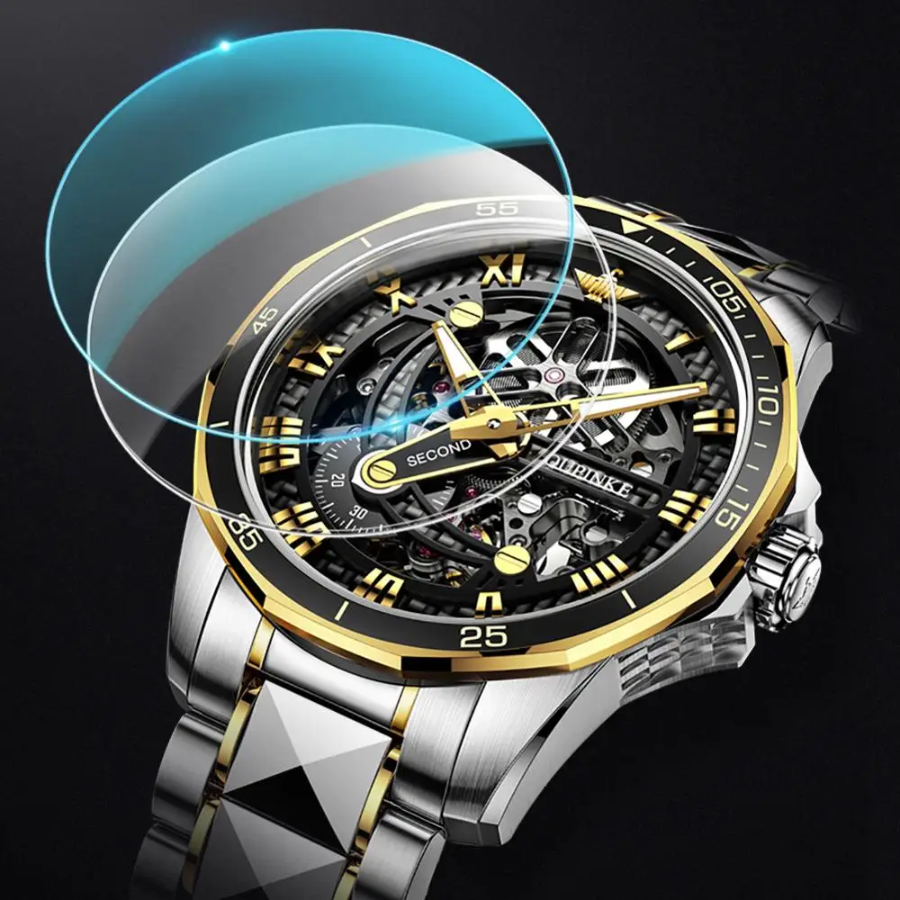 OUPINKE Men Mechanical Watch Sapphire Glass Automatic wristwatch Luxury Tungsten Steel 50m Waterproof Business Sport Men Watches