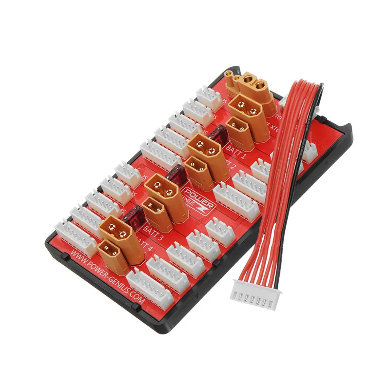 Power-Genius 2 IN 1 PG Parallel Charging Board XT30 XT60 Plug Supports 4 Packs 2-6S Lipo Battery For RC Models Spare Part