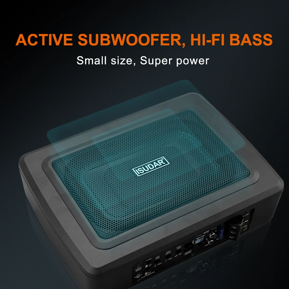 ISUDAR SU6901 Car Subwoofer Amplifier Built-in Power Active High and Lower Level Hifi Auto Audio Bass Seat Slim 150W 6*9