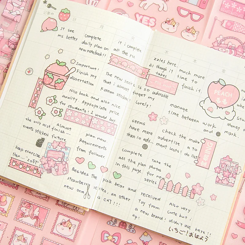 4sheets Cartoon Girls Anime Stickers Cute Korean Diary Journal Stationery Scrapbooking Stickers Cool Teen Girls Planner Stickers