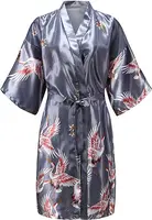 Silk Satin Wedding Bride Bridesmaid Robe Floral Bathrobe Short Kimono Robe Night Robe Bath Robe Fashion Dressing Gown For Women