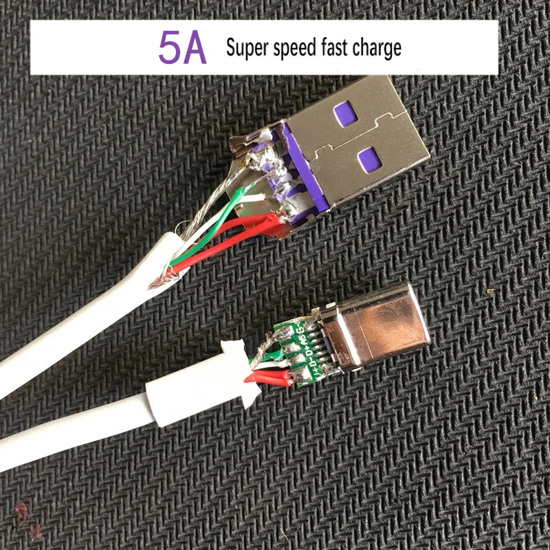 25 سنتيمتر type-C 5A كابل شحن سريع الحبل الأبيض اللون USB C إلى USB2.0 البيانات و كابل شحن