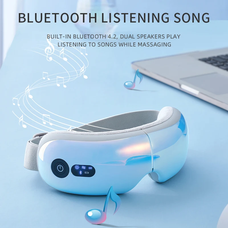 Eye Massager with Heat & Compression, Bluetooth Music Massager for Relax and Reduce Eye Strain Improve Sleep