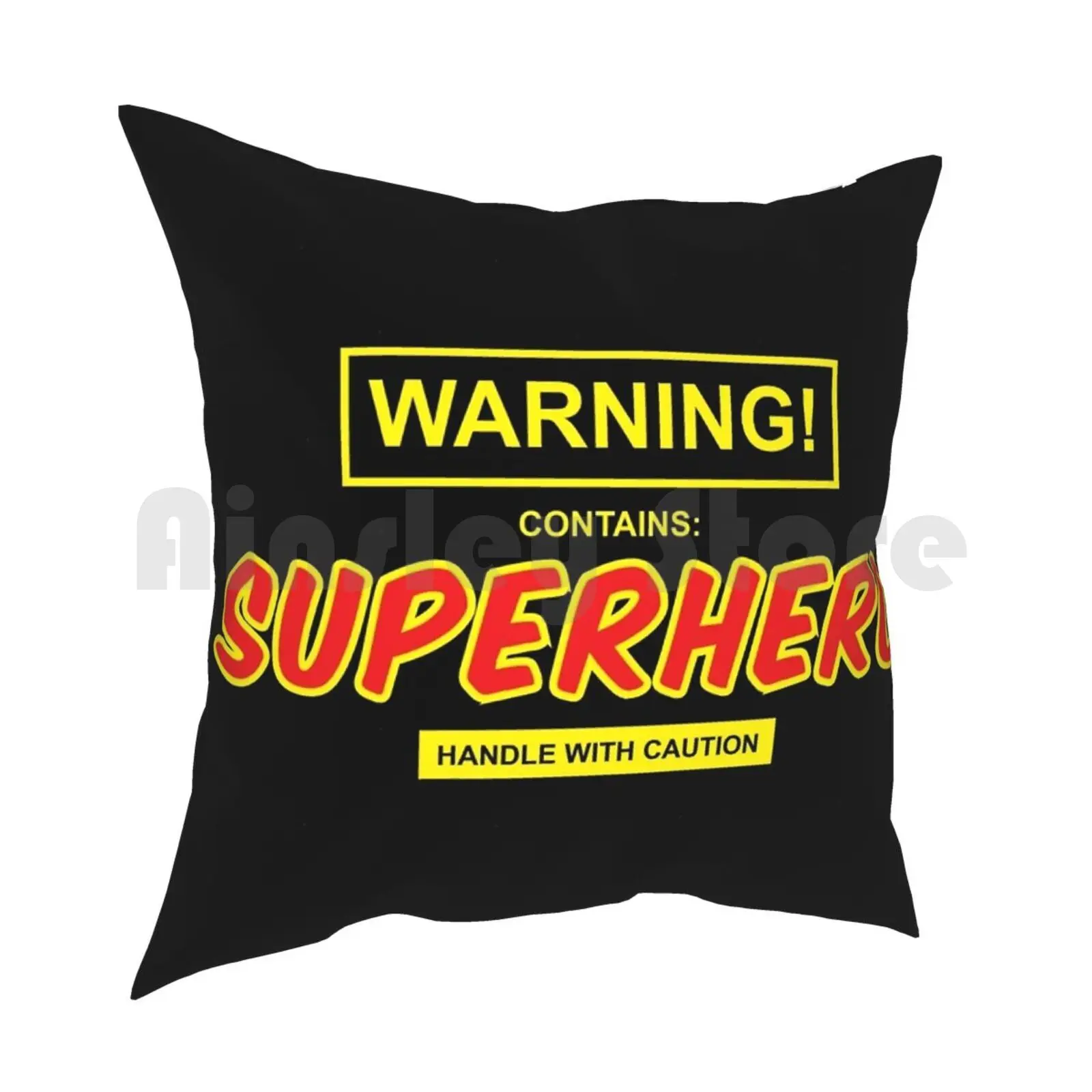 Warning! Contains : Superhero. Pillow Case Printed Home Soft Throw Pillow Superhero Superheros Geek Funny Humor Phrase