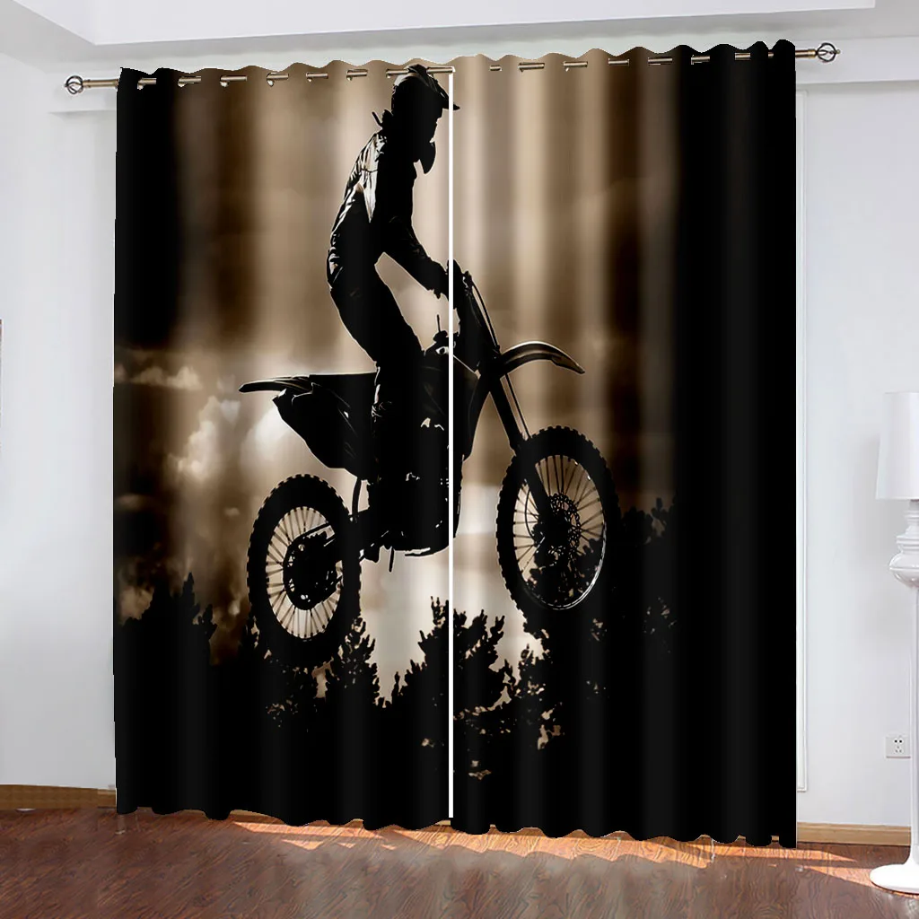 

Motocross Rider Blackout Drapes Boys Extreme Sports Theme Curtains Window Bedroom Living Rooms Drapes Decor