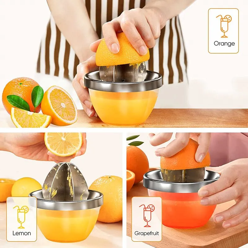 Portable Lemon Orange Manual Fruit Juicer 304 Stainless Steel Kitchen Accessories Tools Citrus Raw Hand Pressed Juice Maker