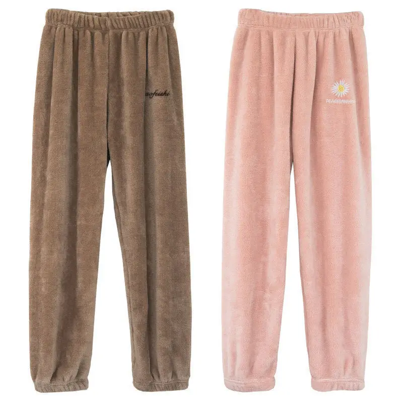 Pantalon De pyjama pour femmes, ample, survêtement décontracté, en molleton De corail, automne et hiver