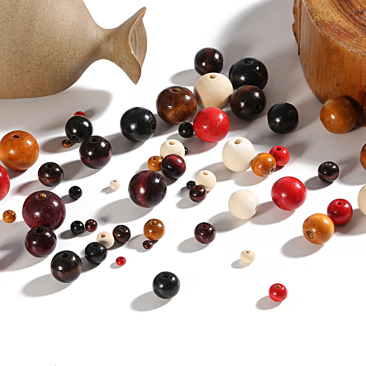 4-20mm 20-100Pcs 6 Colors Fashion Wooden Beads Round Loose Wood Beads For Jewelry Making Bracelet Necklace Accessories