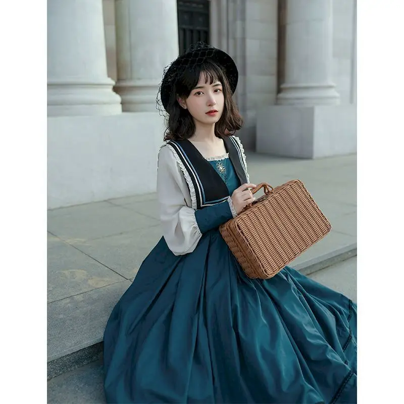 

Sweet dress opwithpuji original design by the Seine light simple cla skirt embroidery pattern fashion loose long sk