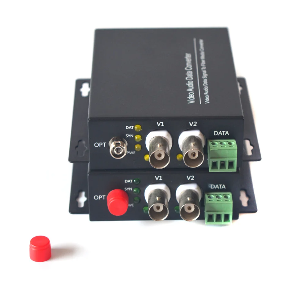 2 port Analog Video to Fiber Optic Media Converters,RS485 PTZ , FC optical module for Analog Cameras, A set