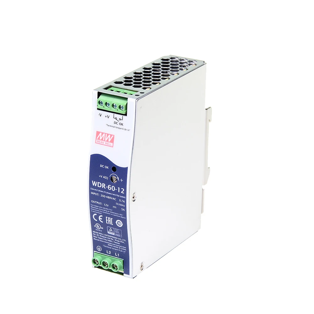 

Mean Well WDR-60 series meanwell DC 5V 12V 24V 60W Ultra Wide Input Industrial DIN RAIL Power Supply