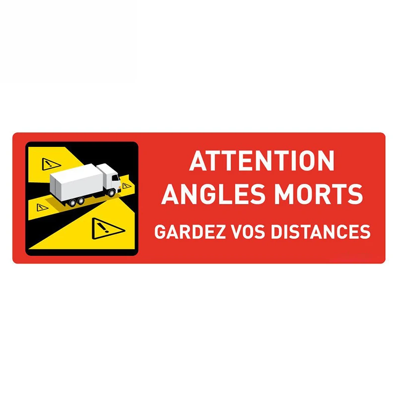 Attention Angles Morts Car Sticker Keep A Distance From The Truck Decals Bumper Truck VAN RV Decor 13cm X 7.6cm