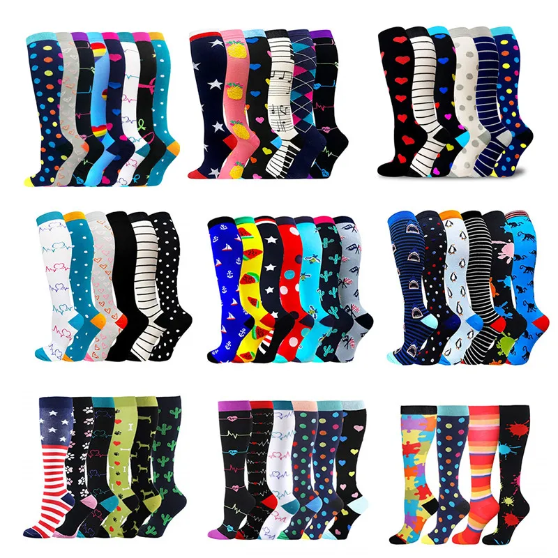 6 Pairs Compression Socks Women Men Summer Sports Socks Running Marathon Cycling Edema Diabetes Varicose Veins Compression Socks