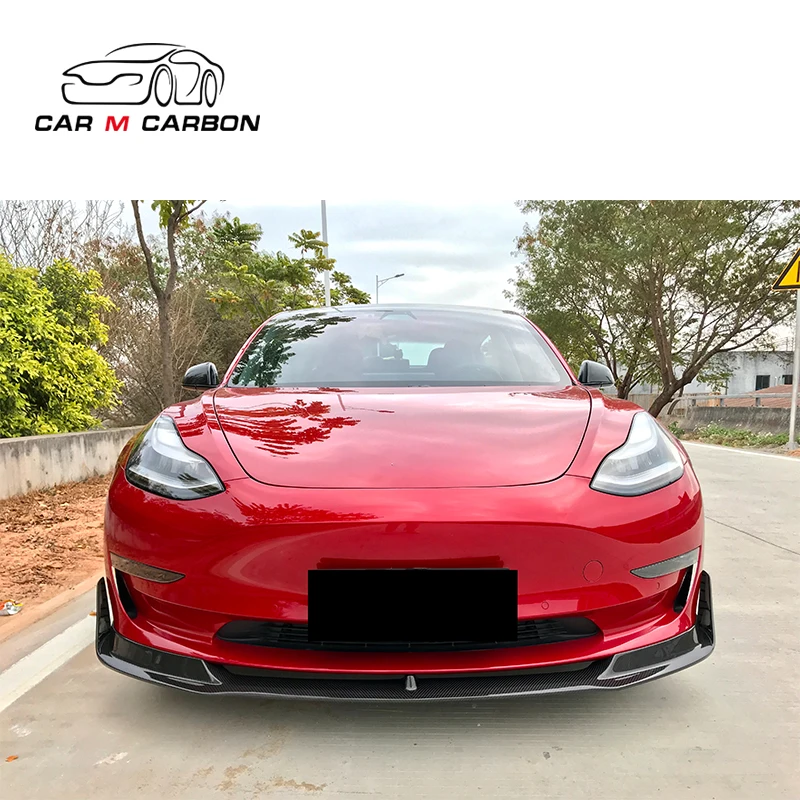 Model 3 car front bumper lip and diffuser carbon fiber material fit for Model 3 car front splitter