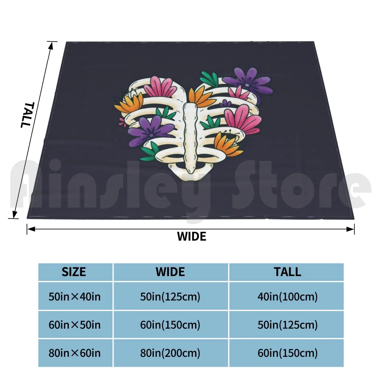 Heart , Rib Cage , Flowers Blanket For Sofa Bed Travel Heart Chest Flower Heart Shaped Rip Florist Garden