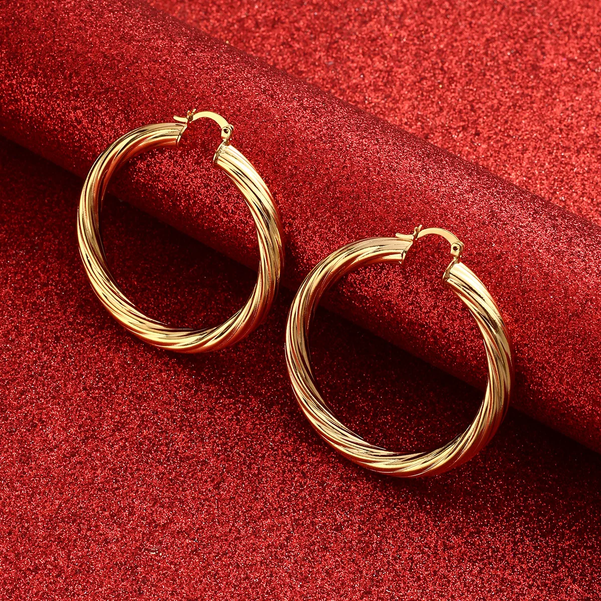 Africa Large Circle Ring Hoop Earrings For Women Gold Color Round Earring Ethiopian Jewelry Nigeria Congo Arab Gift